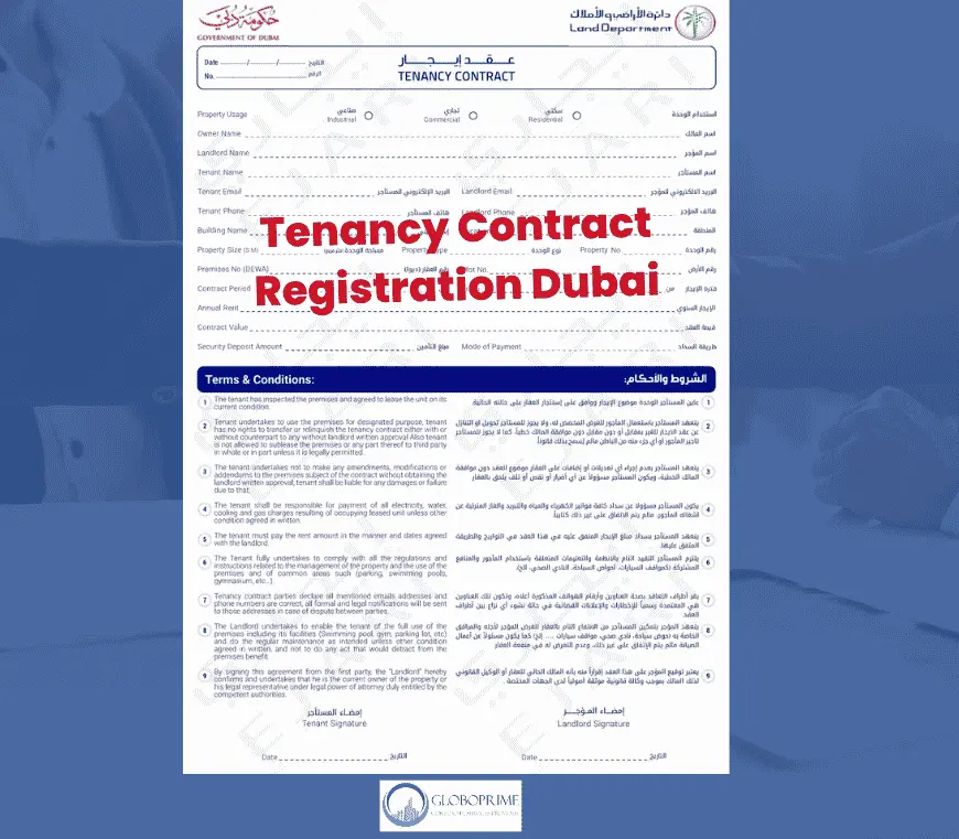 Tenancy contract registration in Dubai with Dubai Land Department contract form