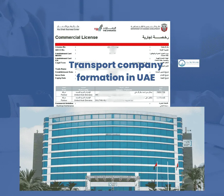 Transport company formation in UAE with commercial license and Department of Economic Development building